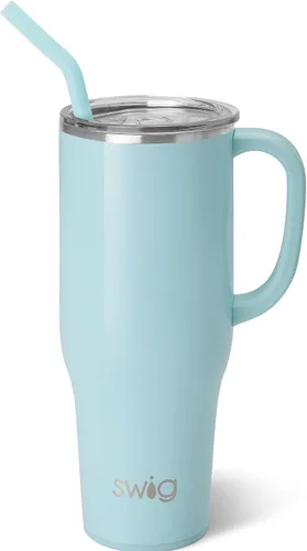 Miniatura 24 de Swig Life Mega Taza de 30 oz, Vaso de 30 oz con Asa y Pajita, Compatible con Portavasos, Apto para Lavavajillas, Vaso Aislado Extra Grande, Botella