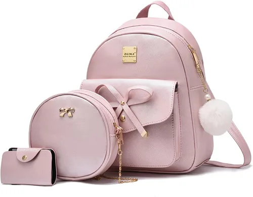 Miniatura 13 de ZGWJ Mini mochila de cuero con moño, mochila pequeña, linda mochila casual de viaje para niñas y mujeres, M, Mochilas tipo mochila