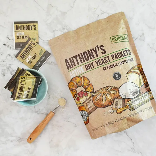 Miniatura 5 de Paquetes de levadura seca activa de Anthony, contiene 42 paquetes individuales, sin gluten
