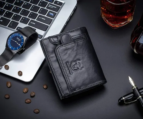 Miniatura 5 de Cartera de piel con bloqueo RFID para hombre, estilo vintage, con cremallera