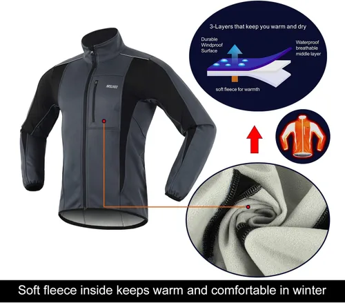 Miniatura 30 de Chaqueta térmica para ciclismo (tejido Softshell, resistente al viento, impermeable, 15K) de ARSUXEO