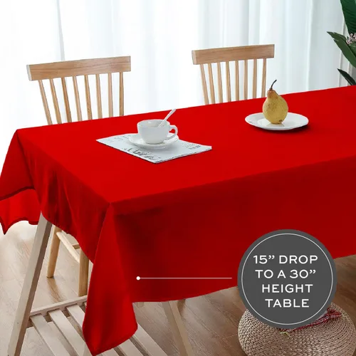 Miniatura 6 de Mantel rectangular de 60 x 102 pulgadas, mantel para mesas de 6 pies, poliéster lavable Rojo