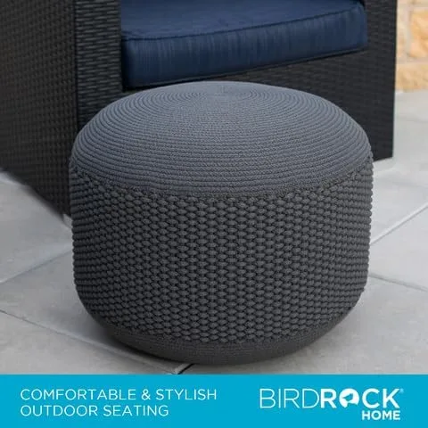 Miniatura 5 de BIRDROCK HOME Puf otomano para exteriores Taburete impermeable tejido a mano con relleno de bolsa de cuentas Reposapiés bohemio para patio, sala