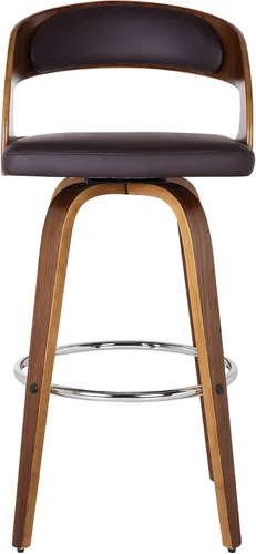 Miniatura 7 de Armen Living Shelly 26" Altura del Asiento Taburete Giratorio de Bar de Estilo Moderno de Mediados del Siglo para Isla de Cocina y Encimera en Cuero