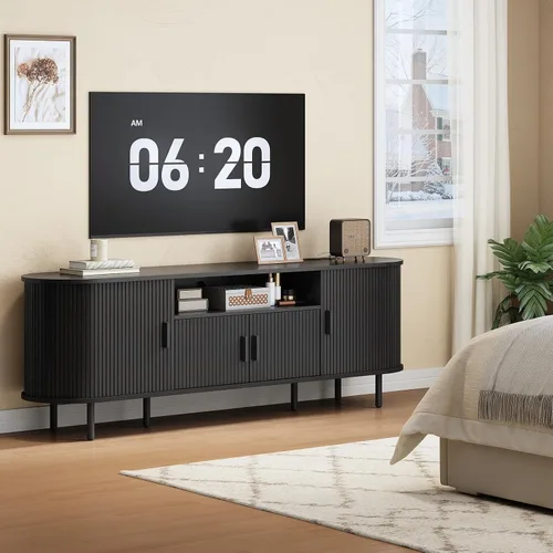 Miniatura 8 de ONBRILL Soporte de TV acanalado de 69 pulgadas con toma de corriente para televisores de hasta 80 pulgadas, centro de entretenimiento