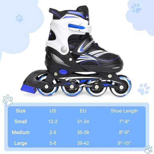 Miniatura 5 de Patines en línea ajustables de 4 tallas para niños, patines en línea para niños con rueda iluminada, patines en línea iluminados para exterior