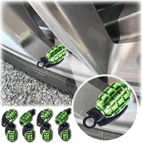 Miniatura 6 de 8 tapas de vástago de válvula de neumático, tapas de válvula de neumático de acero inoxidable para automóviles, camiones, SUV, motocicletas, Verde