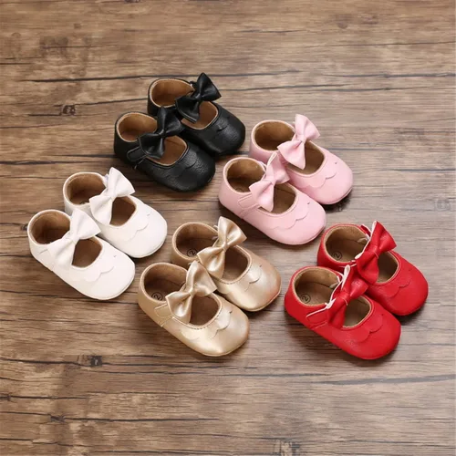Miniatura 2 de myppgg Zapatos planos Mary Jane para bebé niña, con lazo brillante, vestido de princesa, zapatos de cuna antideslizantes para niños pequeños que