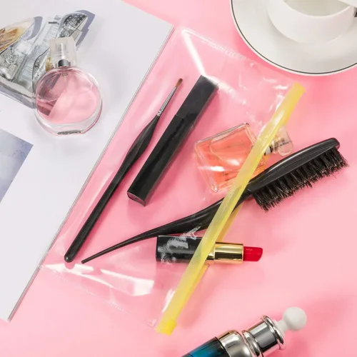 Miniatura 6 de Leinuosen 50 unidades de estuche transparente con cremallera para lápices, sobres de plástico pequeños reutilizables, bolsa de documentos, 5