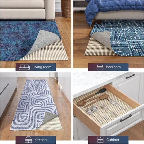 Miniatura 6 de Jorvila Almohadilla antideslizante para alfombra de 10 x 14 pies, alfombrilla antideslizante para alfombras debajo de la zona, mantiene las Blanco