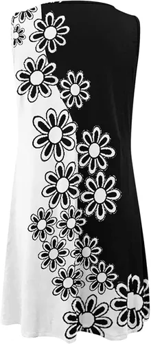 Miniatura 5 de Vestidos sin mangas para mujer, vestido de playa con estampado floral de moda, cuello redondo, dobladillo irregular