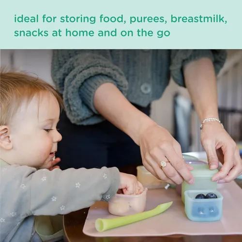 Miniatura 4 de Olababy Clear Sense - Contenedores de almacenamiento de silicona para alimentos para bebés, aperitivos, fórmula, puré, salsa y más, microplástico