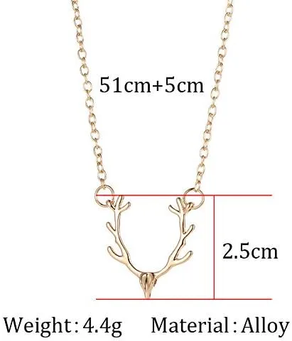 Miniatura 5 de Joya Gift Collar ajustable de aleación de oro rosa, cuernos de oro, collar de ciervo de plata, simple y a la moda, cabeza de alce para mujer