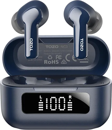 Miniatura 13 de TOZO Auriculares inalámbricos híbridos con cancelación activa de ruido con 6 micrófonos AI Clear Call Ear Buds 68H Playtime con pantalla LED, 32