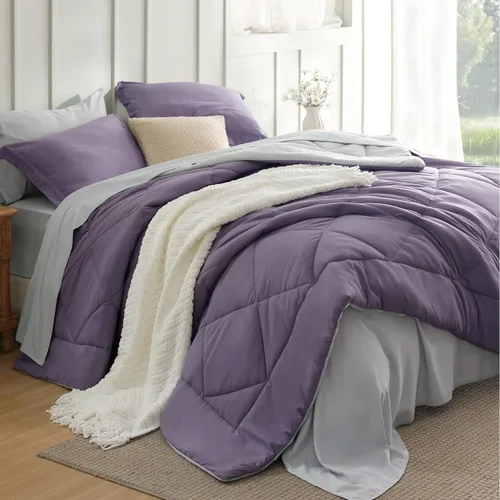Miniatura 8 de Bedsure Juego de edredón tamaño King – Ropa de cama reversible de 7 piezas verde bosque, juego de cama tamaño King para todas las estaciones, cama