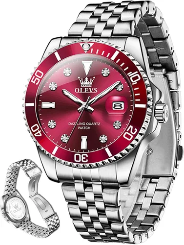 Miniatura 11 de OLEVS Relojes para hombre, de lujo, para negocios, analógicos, de cuarzo, relojes de pulsera para hombre con correa de malla de acero inoxidable
