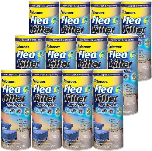 Enforcer EFKOB203 - Mata pulgas para alfombras, fragancia brisa oceánica, 20 onzas (caja de 12), mata pulgas, garrapatas, piojos, hormigas, peces