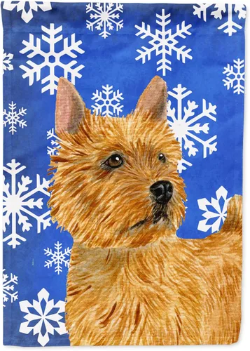 Miniatura 316 de Caroline's Treasures SC9374GF Bulldog English Snow flakes Holiday Garden Flag Buzón Bandera decorativa para patio exterior, patio, obras de arte