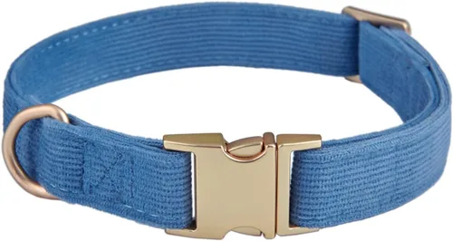 Miniatura 25 de Collar de algodón suave para perro con hebilla de metal, ajustable, resistente, cómodo, collares de pana para perros pequeños, medianos y grandes