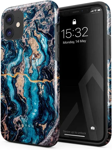 Miniatura 34 de BURGA - Funda compatible con iPhone 12, apta para carga inalámbrica, carcasa rígida híbrida de 2 capas + funda de silicona, resistente, ajuste