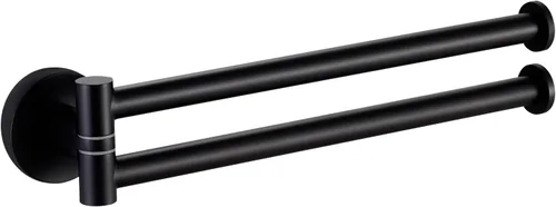 Miniatura 8 de KES Toallero giratorio negro de 9 pulgadas para baño, barra doble con giro de 2 brazos, para cocina, montado en la pared, de acero inoxidable SUS