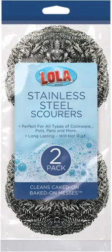 Miniatura 10 de LOLA - Estropajo de lana de acero inoxidable, tamaño jumbo, 1.23 oz, de LOLA, alambre plano rizado, limpia los desastres en utensilios de cocina, 1