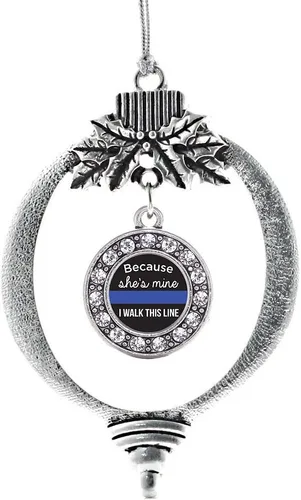 Miniatura 118 de Inspired Silver - Bonita bandera estadounidense - Adorno de Navidad plateado - Adorno de árbol de Navidad con dije circular con circonita cúbica