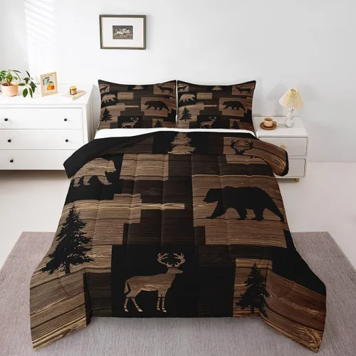Miniatura 11 de Erosebridal Juego de edredón de campamento para niños y niñas, ropa de cama de campista tamaño twin, edredón vintage de campamento feliz