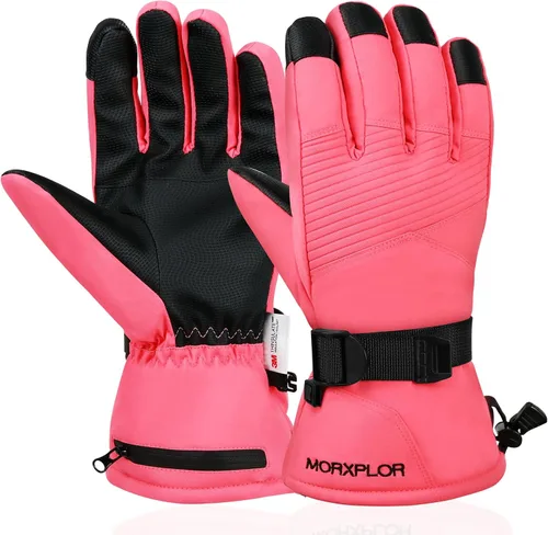 MORXPLOR Guantes de nieve de esquí de invierno para hombres y mujeres, impermeables, resistentes al viento, para pantalla táctil, guantes de