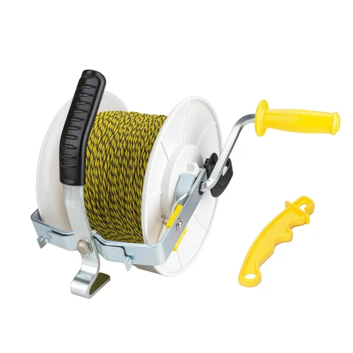 Miniatura 12 de Carrete eléctrico para valla 3:1 con engranaje eléctrico de esgrima estándar con estabilizador de carrete de Polywire con manivela, paquete de 2