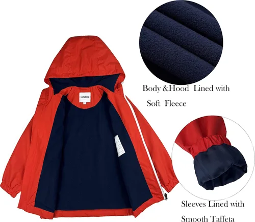 Miniatura 4 de Chubasqueros para niños, ligeros, impermeables, con capucha, de forro polar, rompevientos para niños