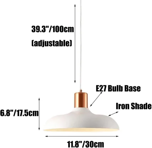 Miniatura 2 de Lámpara colgante de metal grande de 11.8 pulgadas, moderna lámpara colgante industrial colorida con pantalla de hierro, 39.3 pulgadas de altura