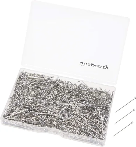 Shapenty Alfileres de acolchado rectos de acero inoxidable de 1.024 in/1 pulgada, alfileres de cabeza de bola de satén fino para manualidades,