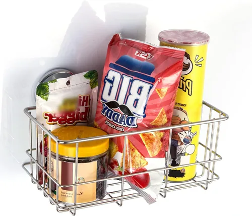 Miniatura 8 de SANNO Ganchos de succión dobles, acero inoxidable, organizador de ducha con ventosa, carritos de baño, almohadillas adhesivas, estante profundo