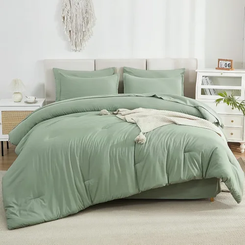 Miniatura 40 de Litanika Cama en una Bolsa King Beige - Juego de Ropa de Cama de 7 Piezas Tamaño King, Juego de Edredón de Cama, Juego de Edredón con Edredón, 02