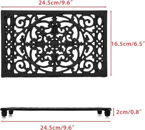 Miniatura 3 de Sumnacon 2 salvamanteles rectangulares de hierro fundido – Salvamanteles de hierro resistente al calor para platos calientes, tetera, placa