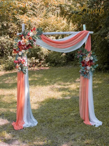 Miniatura 2 de Lisuun Flores de arco de boda, flores artificiales para decoración, guirnalda de flores grandes para estilos bohemios, decoración floral