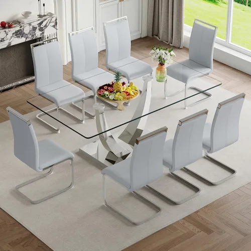 Miniatura 8 de Mesa de comedor moderna para mesa de comedor de mármol sintético de 4/6, 63 pulgadas, mesa de cocina rectangular, mesa de cocina y comedor de fácil