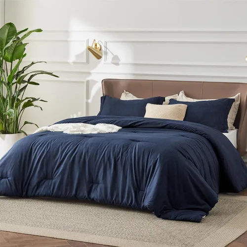 Miniatura 286 de Bedsure Juego de edredón Twin/Twin XL, ropa de cama suave beige para todas las estaciones, juego de cama teñido catiónico, 2 piezas, 1 edredón