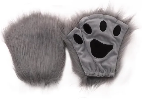 Miniatura 17 de Guantes de garra para disfraz de Halloween, medio dedo, lobo, oso, gato, guantes, guantes de piel sintética para mascarada, cosplay, utilería de mano