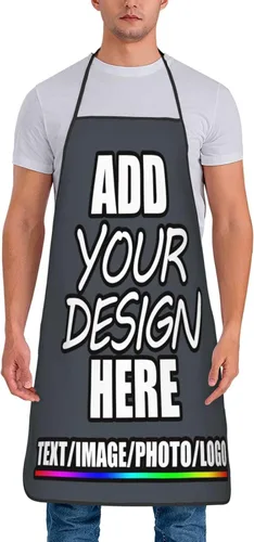 Miniatura 10 de Delantal personalizado personalizado para añadir nombre, foto, texto, logotipo, cocina ajustable para cocinero para hombres y mujeres