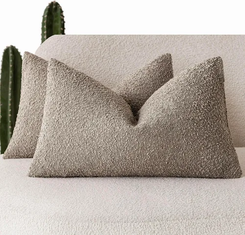 Miniatura 74 de Foindtower - Juego de 2 fundas decorativas de textura de bucle, fundas de almohada acentuadas, fundas de cojín sólidas, neutrales, para sofá, silla