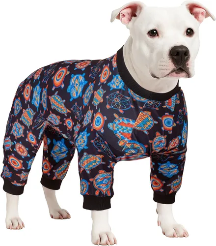 Miniatura 14 de LovinPet Sudadera para perro, tela elástica ligera, estampado de dinosaurio verde oscuro, protección solar, camisa para aliviar la ansiedad