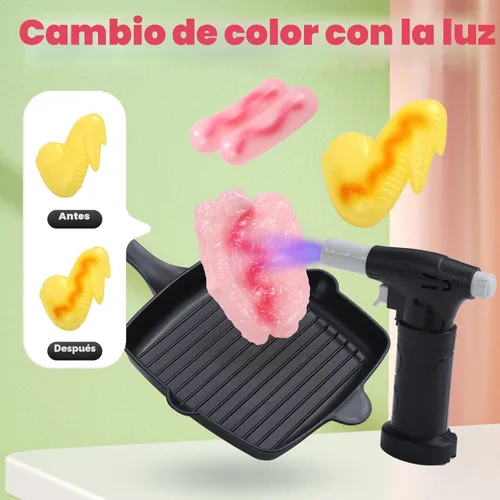 Miniatura 4 de CUTE STONE Juguetes de Parrilla de Barbacoa para Niños, Alimentos de Juego que Cambian de Color, Efectos de Sonido y Luz Chisporroteantes, Efectos