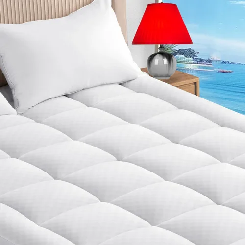 Cubrecolchón tamaño individual, funda de colchón de felpa gruesa, cubrecolchón de cama ajustable suave con bolsillo profundo de 18 pulgadas,