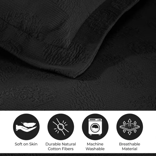 Miniatura 3 de Superior colcha de una plaza de jacquard y matelasse 100 % algodón de alta calidad, turquesa, individual Negro