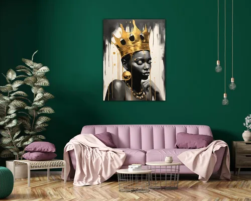 Miniatura 95 de Arte de pared afroamericano, decoración de rey y reina bailarín negro para sala de estar, arte de pareja de amor negro para dormitorio, lienzo