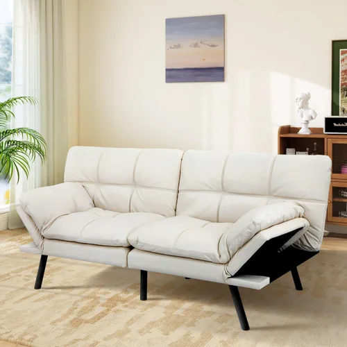 Miniatura 13 de MUUEGM Sofá cama futón de espuma viscoelástica, moderno sofá de oficina, cama convertible para espacios pequeños, apartamento, oficina, con respaldo