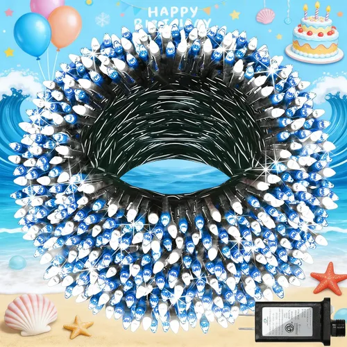 Miniatura 9 de Paquete de 2 Total 200 Pies 600 Luces LED de Navidad en Cadena, Luces de Árbol de Hadas Blanco Frío Conectables, 8 Modos y Temporizador Luces