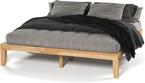 Miniatura 11 de KOTEK Base de cama de plataforma de madera maciza de 14 pulgadas, base de colchón con soporte de listones de madera, base de cama de madera de goma